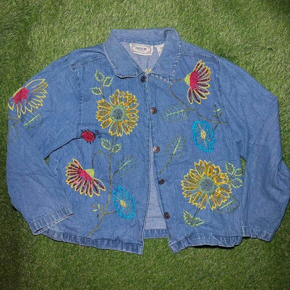 Other Jackets & Blazers - Grandmacore denim jacket with colorful embroidery